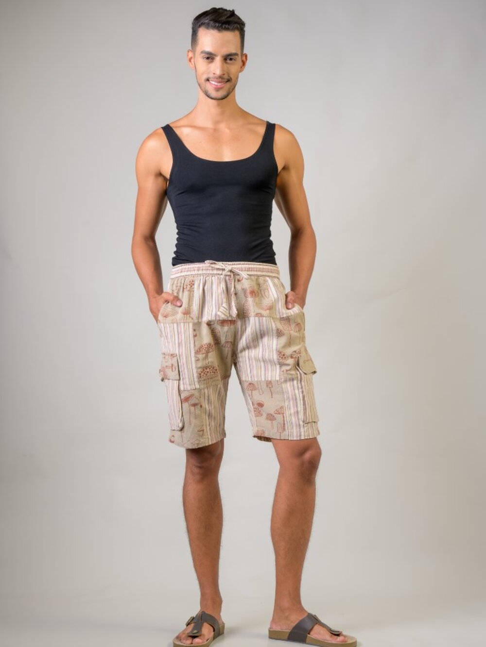 38.) Rhea Mushroom Patch Print Shorts